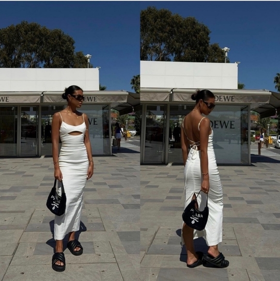 Zara * CUT OUT LINEN BLEND DRESS - Picture 11 of 15